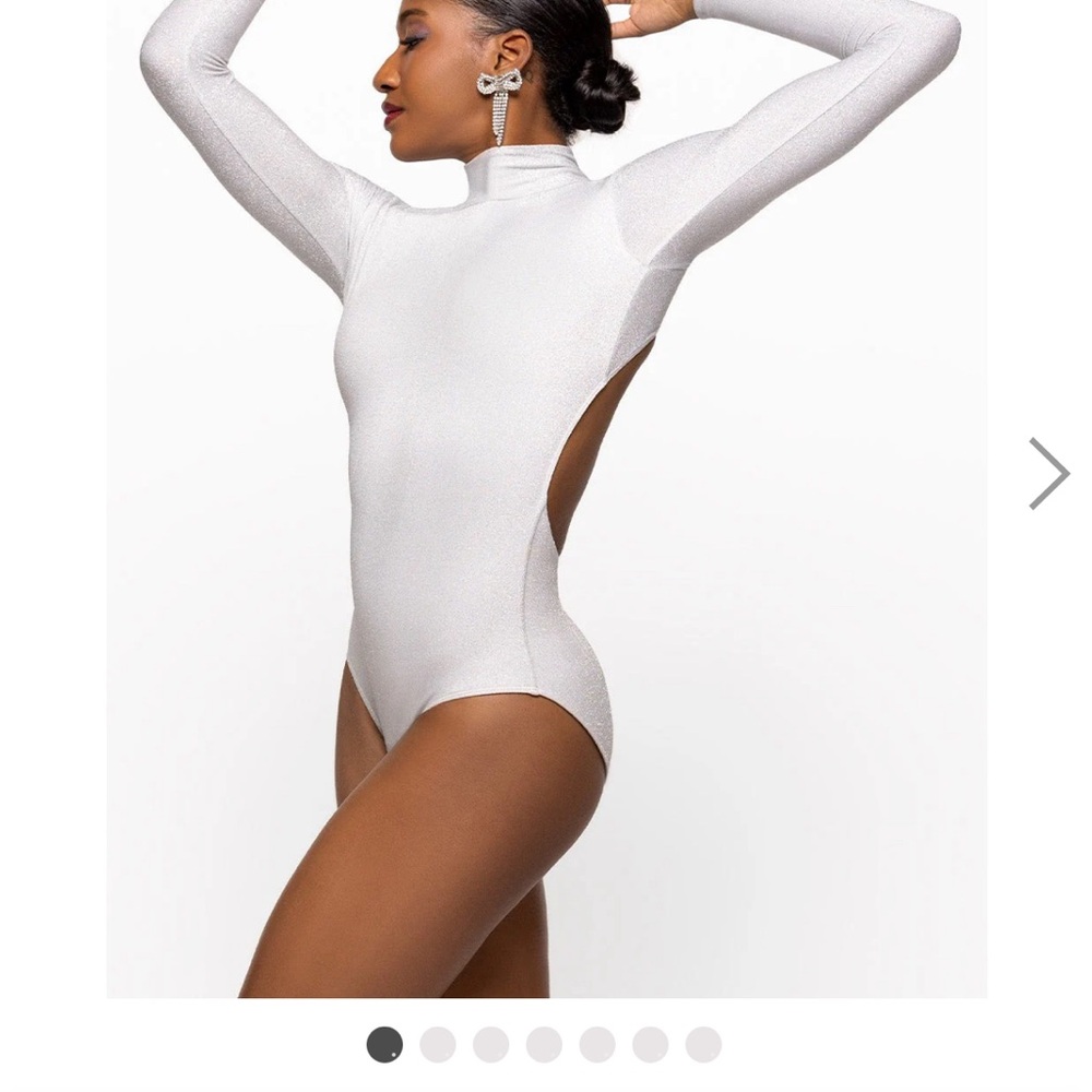 Eleve Molly Leotard in White Silver Lurex - Picture 1 of 5